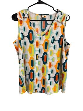 Cato Multicolor Geo Print Sleeveless V-Neck Tank
